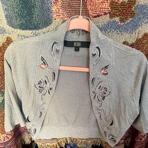 silver sparkly shrug